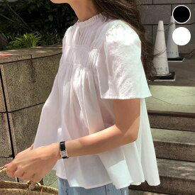 【半額クーポン対象】スタンドカラープリーツブラウス プリーツ ブラウス シャツ シンプル ナチュラル おすすめ レディース オシャレ トレンド 人気 プチプラ 韓国ファッション【3987-fx1】【予約販売：15-20日】【送料無料】メ込2