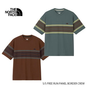 THE NORTH FACE �U�E�m�[�X�E�t�F�C�X S/S FREE RUN PANEL BORDER CREW �V���[�g�X���[�u �t���[���� �p�l�� �{�[�_�[�N���[ 26�t�� NT12691