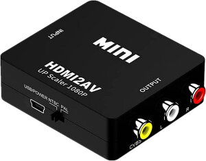 SZJUNXIAO HDMI to AV �R���o�[�^�[ RCA�ϊ��A�_�v�^ 1080P�Ή� PAL/NTSC�؂�ւ� HDMI���͂��R���|�W�b�g�o�͂֕ϊ� USB���d�P�[�u���t��