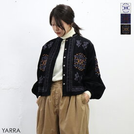 【ラスト1枚→30％オフセール】YARRA（ヤラ）INDIA刺繍コーデュロイブラウス