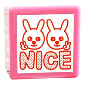 【浸透印】NICE（うさぎ）印面サイズ：20×20mmコメントゴム印スタンプ（先生 スタンプ）シヤチハタ式イラスト ゴム印・スタンプマンガ 評価印 ハンコ 英語 ティーチャースタンプ