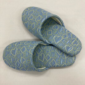 【送料無料】播州織 ジャカードクラッシュスリッパ[サックス トランプ](SLIP202405-14) クラッシュ加工生地使用 日本製 洗える 静音 オリジナル 先染