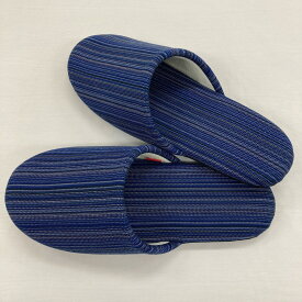 【送料無料】播州織 スリッパ[ネイビー](SLIP202405-19) やたら織り生地使用 日本製 洗える 静音 オリジナル 先染