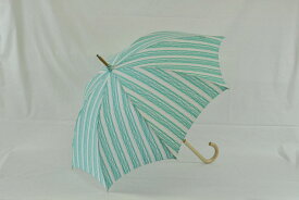 播州織 日傘［ストライプ ライトグリーン］(2506CP01)【送料無料】 クラッシュ加工生地使用限定 手作り 日本 UV 紫外線 パラソル レディース 女性 婦人 おしゃれ オシャレ 高級 かわいい ブランド