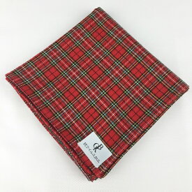 【送料無料】播州織 抗ウイルスハンカチ[レッド タータン](HKC-2011AC01)抗ウイルス・抗菌防臭加工生地使用 日本製 衛生 先染