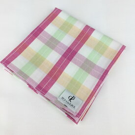 【送料無料】播州織 抗ウイルスハンカチ[レッド×オレンジ×グリーン マドラスチェック](HKC-2011AC17)抗ウイルス・抗菌防臭加工生地使用 日本製 衛生 先染