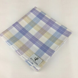 【送料無料】播州織 抗ウイルスハンカチ[パープル×ブルー×ベージュ マドラスチェック](HKC-2011AC19)抗ウイルス・抗菌防臭加工生地使用 日本製 衛生 先染