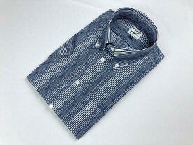 【送料無料】播州織 半袖 メンズシャツ(shirt-R4-8-17)[ネイビー ストライプ ストレッチ ジャカード] オリジナル 素材 メンズ カジュアル 男性 ブランド 先染 服 ファッション