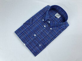 【送料無料】播州織 半袖 メンズシャツ(shirt-R4-5-30)[ブルー チェック 播州やたら] オリジナル 素材 メンズ カジュアル 男性 ブランド 先染 服 ファッション