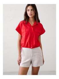 (W)ボイル ドローストリング シャツ BANANA REPUBLIC FACTORY STORE バナナ・リパブリック ファクトリーストアー トップス シャツ・ブラウス レッド ホワイト【送料無料】[Rakuten Fashion]