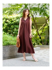【SALE／68%OFF】(W)リネン スクープネック マキシドレス BANANA REPUBLIC バナナ・リパブリック ワンピース・ドレス ワンピース ブラウン ネイビー【RBA_E】【送料無料】[Rakuten Fashion]