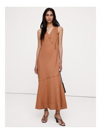 【SALE／44%OFF】(W)ドレーピー ビスコース ボタン ミディドレス BANANA REPUBLIC バナナ・リパブリック ワンピース・ドレス ドレス ネイビー ブラウン【RBA_E】【送料無料】[Rakuten Fashion]