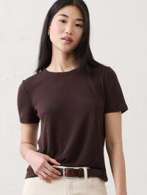 【SALE／51%OFF】(W)リネンブレンド クルーネックTシャツ BANANA REPUBLIC FACTORY STORE バナナ・リパブリック ファクトリーストアー トップス カットソー・Tシャツ ベージュ ブラック ホワイト ブラウン【RBA_E】[Rakuten Fashion]