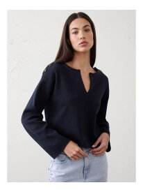 (W)BANANA REPUBLIC FACTORY STORE　　ボタン付き ノッチネック セーター BANANA REPUBLIC FACTORY STORE バナナ・リパブリック ファクトリーストアー トップス ニット ホワイト ネイビー【送料無料】[Rakuten Fashion]