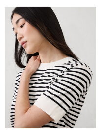 (W)BANANA REPUBLIC FACTORY STORE　　ストライプ フォーエバー ショートスリーブセーター BANANA REPUBLIC FACTORY STORE バナナ・リパブリック ファクトリーストアー トップス ニット ホワイト【送料無料】[Rakuten Fashion]