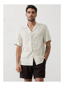 【SALE／62%OFF】(M)リネンブレンドプリントリゾートシャツ BANANA REPUBLIC FACTORY STORE バナナ・リパブリック ファクトリーストアー トップス シャツ・ブラウス ベージュ グリーン【RBA_E】【送料無料】[Rakuten Fashion]