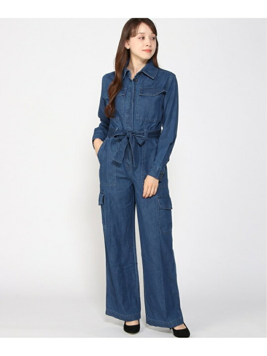 楽天市場】【SALE／60%OFF】(W)ワイドレッグ デニム ジャンプスーツ 