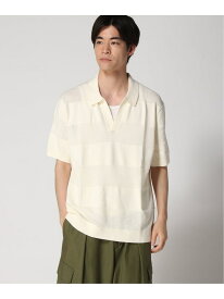 【SALE／55%OFF】(M)メッシュストライプニットポロ BANANA REPUBLIC FACTORY STORE バナナ・リパブリック ファクトリーストアー トップス ポロシャツ グリーン ホワイト パープル【RBA_E】【送料無料】[Rakuten Fashion]
