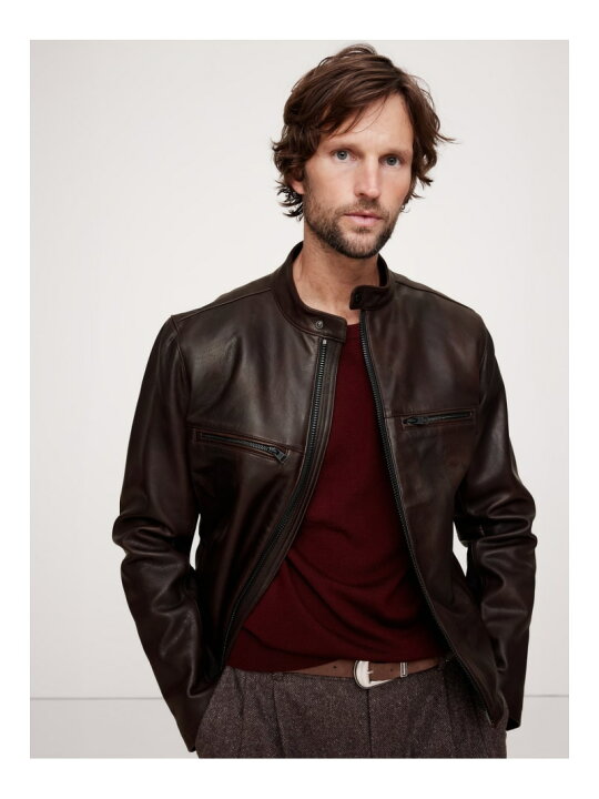 楽天市場】(M)レザー バイカージャケット BANANA REPUBLIC バナナ・リ 
