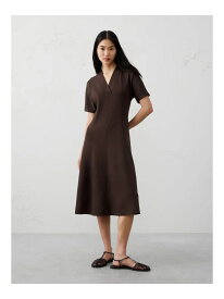【SALE／47%OFF】(W)BANANA REPUBLIC FACTORY STORE　　スキューバ Vネック ミディワンピース BANANA REPUBLIC FACTORY STORE バナナ・リパブリック ファクトリーストアー ワンピース・ドレス ワンピース ネイビー ブラウン【RBA_E】【送料無料】[Rakuten Fashion]