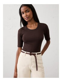 (W)リブエルボースリーブTシャツ BANANA REPUBLIC FACTORY STORE バナナ・リパブリック ファクトリーストアー トップス カットソー・Tシャツ ホワイト ブラウン イエロー ネイビー ブラック パープル ブルー グレー グリーン ベージュ ピンク 【送料無料】[Rakuten Fashion]