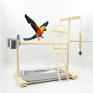 【オープン記念!30%OFFクーポン】おもちゃ 吊り下げ 木 小鳥 止まり木 タワー インコ アスレチック 休憩 揺らして 無害 取付け簡単 送料無料 木製 鳥 玩具 皿付く はしご