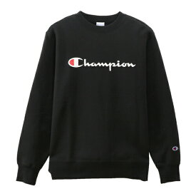 セール チャンピオン (C3Q007) クルーネックスプリントウェットシャツ(裏フリース) ブラック (B)