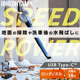【Type-C充電＆バッテリー共用できる】ブロワー 充電式 洗車 小型 18V 強力 掃除 落ち葉 風量6段階 ブロアー ブロワ 電動 軽量 コードレス 庭 水滴 角度調節可能 アイリスオーヤマ JB181TC *