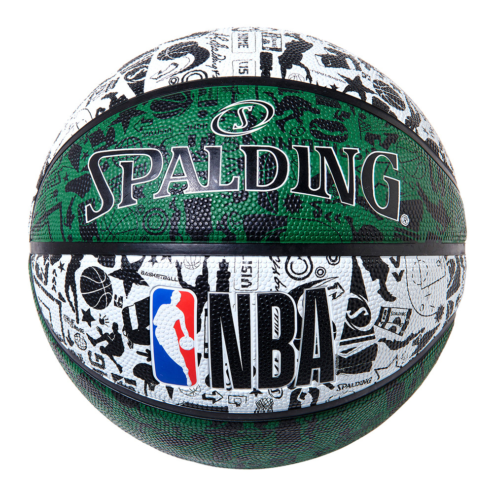 バスケットボール Spalding ラバーボール グラフィティ グリーン ホワイト 7号 外用