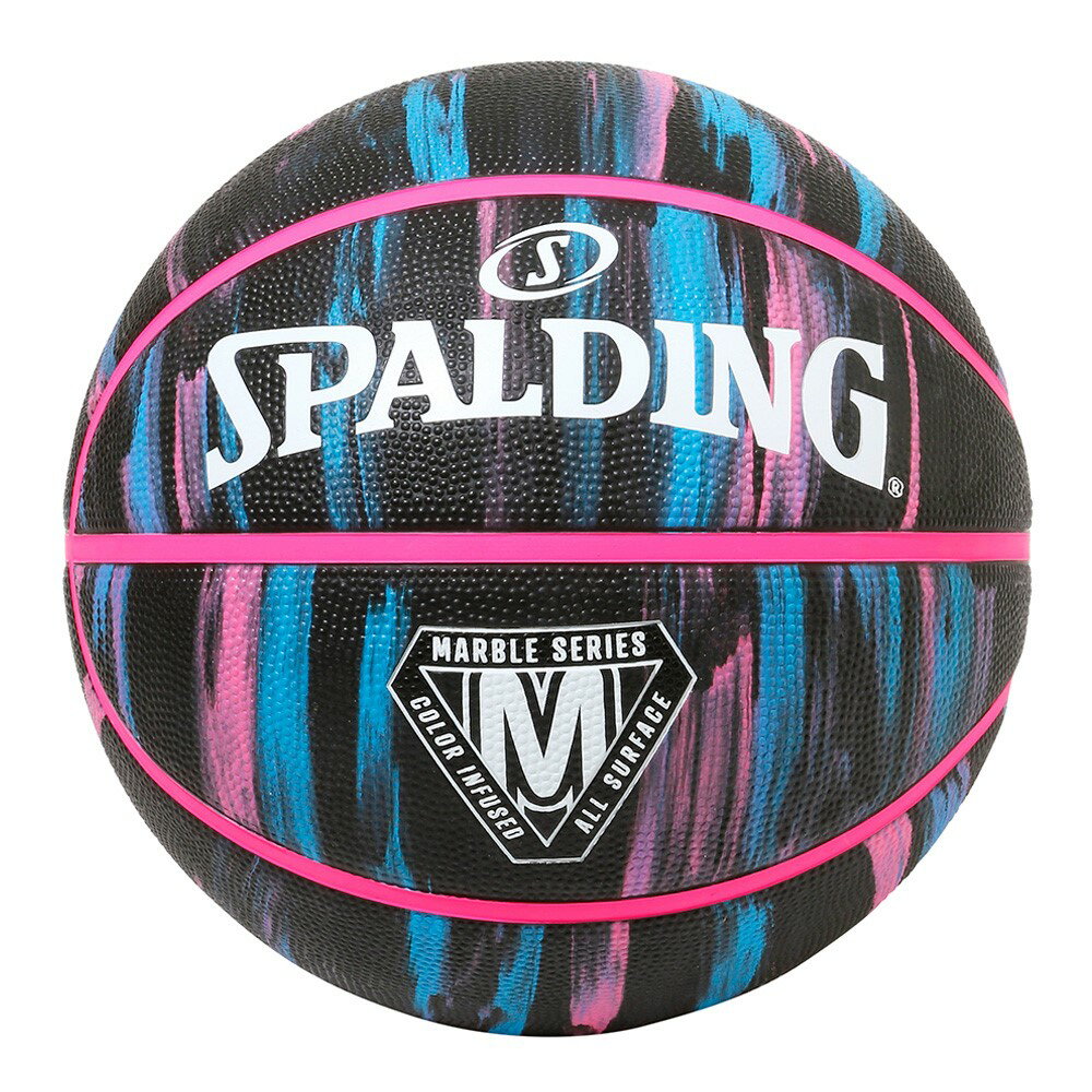 バスケットボール SPALDING ラバーボール マーブル ブラックネオン 5号 外用