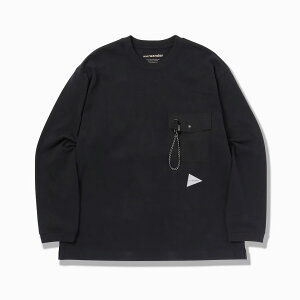 and wander heavy cotton pocket LS T �w�r�[�R�b�g���|�P�b�gLS T BK