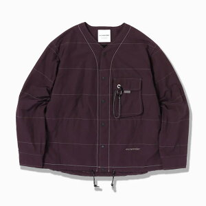 and wander C/N Octa collarless shirt jacket C/N�I�N�^�J���[���X�V���c�W���P�b�g PURPLE