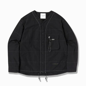 and wander C/N Octa collarless shirt jacket C/N�I�N�^�J���[���X�V���c�W���P�b�g BLACK