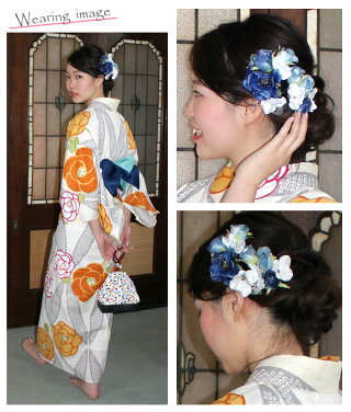 新作髪飾り2点セット●8種類成人式結婚式婚礼用卒業式七五三振袖着物袴浴衣ドレス髪飾り髪留めかんざしコサージュヘアアクセサリー和風花◆プチ浪漫◆椿/菊/バラ/ユリ/組紐/赤/ピンク/紫/黄/青/黄緑/オレンジ定形外郵便OK10P23Aug15