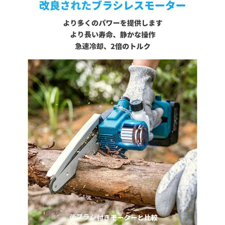 楽天市場】充電式チェーンソー 6インチ 自動給油 電動チェーンソー 