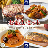 お惣菜いろいろ7食分お試しセット 大戸屋 宮のたれ ハンバーグ　冷凍惣菜