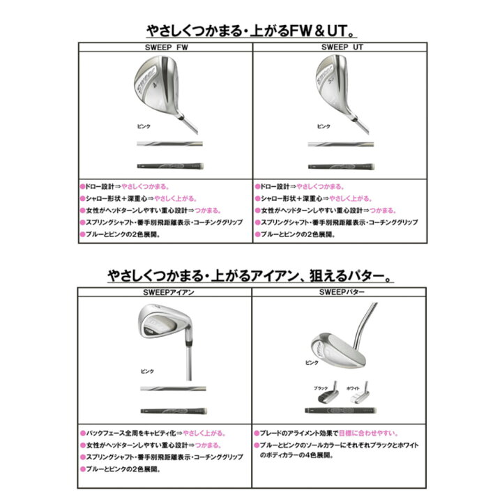 楽天市場】PRGR プロギア SWEEP M15 レディース クラブセット 11本 