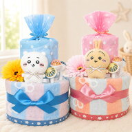 おむつケーキ ちいかわ 女の子 男の子 2段 紙おむつ アイテム3点つき