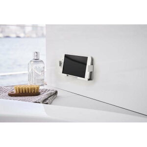 マグネットバスルームタブレットホルダー ミスト ホワイト 山崎実業 YAMAZAKI シンプル おしゃれ かわいい 便利 バス 風呂 タブレット PC スマホ スマートフォン ながら 磁石 スタンド