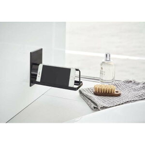 マグネットバスルームスマートフォンスタンド タワー ブラック 山崎実業 YAMAZAKI シンプル おしゃれ かわいい 便利 バス 風呂 タブレット PC スマホ スマートフォン ながら 磁石 スタンド