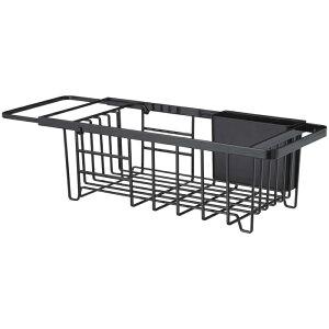 伸縮水切りワイヤーバスケット タワー ブラック 03493 | 山崎実業 キッチン シンプル おしゃれ 水切り ラック 収納 ワイヤー