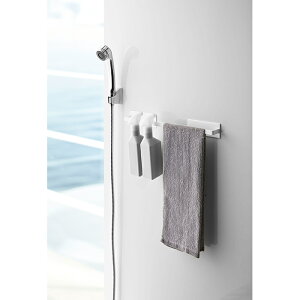 マグネットバスルームタオルハンガー ミスト ワイド ホワイト 04232 | 山崎実業 YAMAZAKI バス 洗面 脱衣所 磁石 風呂 タオル掛け ホルダー シンプル 収納 洗面 おしゃれ MIST サニタリー ランドリ