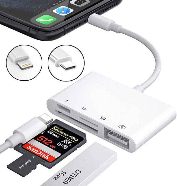 楽天市場】iPhone15 カードリーダー 4in1 Type-C Android USB-C 