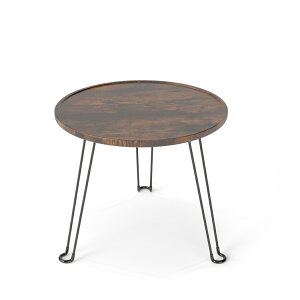 BAOYOUNI サイドテーブル 三脚 折りたたみ 直径50cm 高さ45cm ナイトテーブル 座卓 コンパクト 木目調 おしゃれ キッチン 丸 三角 ミニテーブル ソファテーブル ベッド 寝室 リビング コーヒーテ