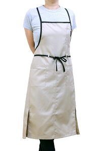 バッククロス エプロン おしゃれ ナチュラル かわいい 無地 ロング丈 長い かぶるだけ エステ ワークエプロン カフェ シンプル ワンピース 保育士 美容師 北欧系 韓国系 レディース レストラ