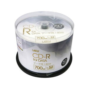 Lazos CD-R 700MB for DATA 1-52�{���Ή� 1��L�^�p �z���C�g���C�h����Ή� 50���g �X�s���h���P�[�X�� L-CD50P