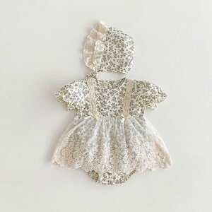 お宮参り 赤ちゃんドレス 女の子 ワンピース 帽子付き 2点セット ベビー ドレス 花柄 レースチュール 長袖 女の子 出産祝い セレモニードレス 春 夏 秋 御祝い 半袖 66/ 73/80/90cm 送料無料