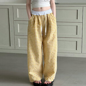 \送料無料/ワイドパンツ 吸汗速乾 接触冷感 ひんやり ボトムス 女の子 プリーツパンツ キッズ 子供服 ガールズ イージーパンツ ロングズボン 薄手 女の子 チェック柄 ダンスパンツ 体操
