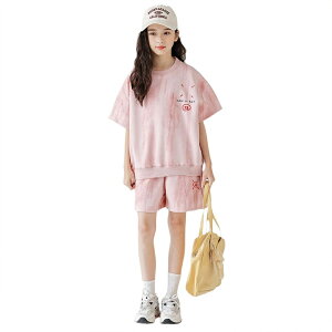 韓国子供服 女の子 スポーツウェア スポーツスーツ Tシャツ+ショーツ 半袖 上下セット 子供服 女の子 セットアップ 夏 可愛い 韓国子供服 おしゃれ 小学生 中学生 高校生 通学 大人っぽい 2点