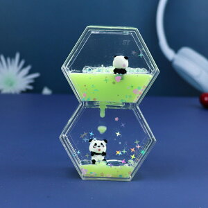 【カラー選べる2個セット】オイル時計 卓上 液体時計 油時計 パンダ 癒し 水と油 水時計 砂時計風 液体タイマー 送料無料 滑り台 オイルドロップ ストレス解消 オイル入り インテリア 透明